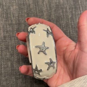 White and silver enamel starfish bangle